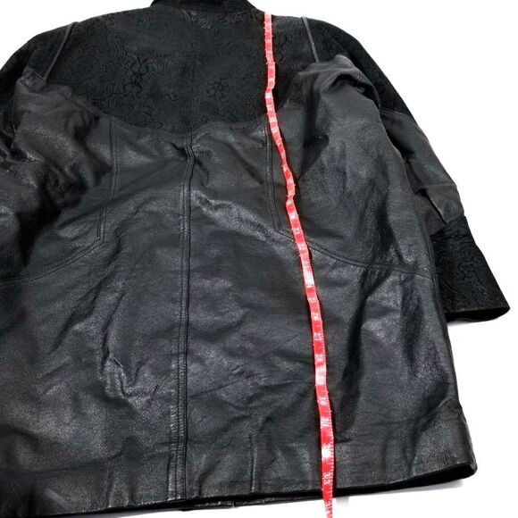 VINTAGE 100% Leather Jacket Paisley Suede Western Cowboy Coat Jacket Mens Medium - Picture 6 of 8